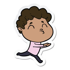 sticker of a cartoon man pouting