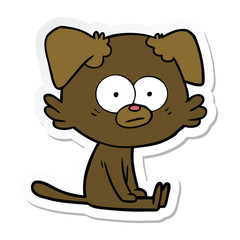 sticker of a nervous dog cartoon