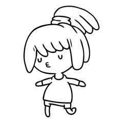 line drawing of a cute kawaii girl