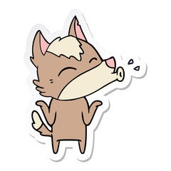 sticker of a howling wolf cartoon