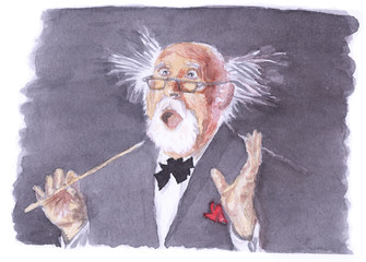 Watercolor painting - Inspired orchestra conductor © Kamil