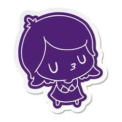 cartoon sticker of a cute kawaii girl