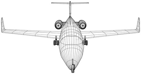 Plane vector, Vector wireframe concept. Created illustration of 3d.