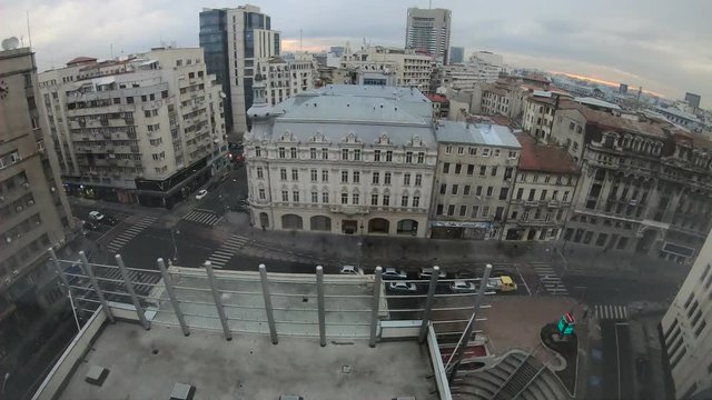 Calea Victoriei, Victory Avenue, timelapse view over the main street of Bucharest, Romania