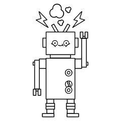 line drawing cartoon robot