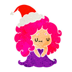 christmas retro cartoon of kawaii girl