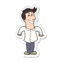Fototapeta premium sticker of a cartoon man shrugging shoulders