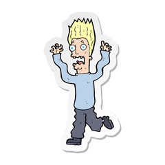 sticker of a cartoon terrified man