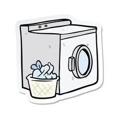 sticker of a cartoon washing machine