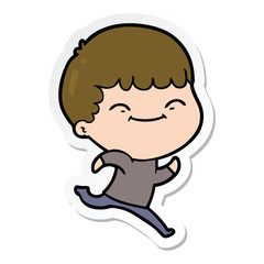 sticker of a cartoon happy boy