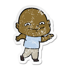 distressed sticker of a cartoon creepy guy