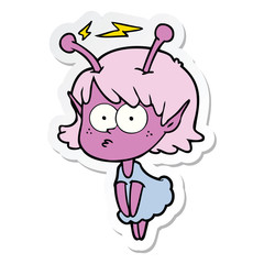 sticker of a cartoon alien girl