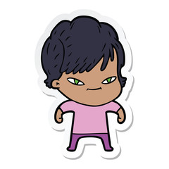 sticker of a cartoon happy woman