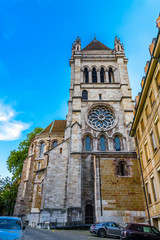 Fototapeta na wymiar Saint St Pierre Cathedral in center of Geneva, Switzerland