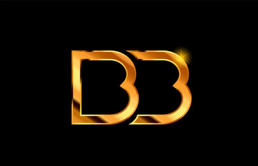 gold golden metal alphabet letter logo combination design