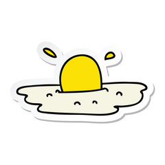sticker of a quirky hand drawn cartoon fried egg