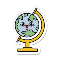 Fototapeta premium sticker of a cute cartoon globe of the world
