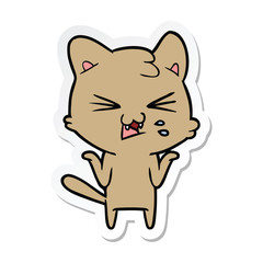 sticker of a cartoon hissing cat