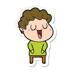 sticker of a laughing cartoon man