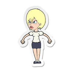 sticker of a cartoon annoyed woman