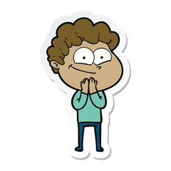 sticker of a cartoon happy man