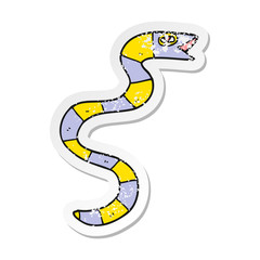 distressed sticker of a cartoon snake