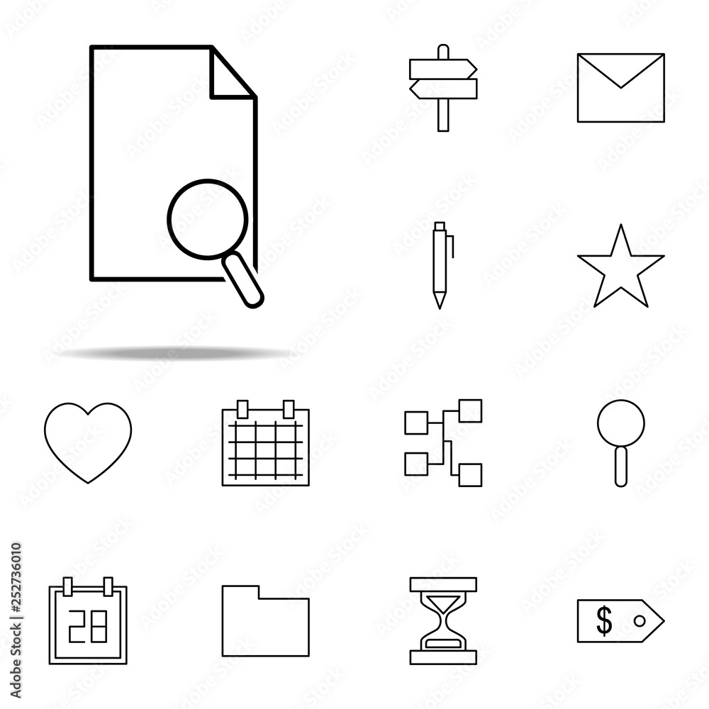 Poster paper and magnifier icon. web icons universal set for web and mobile