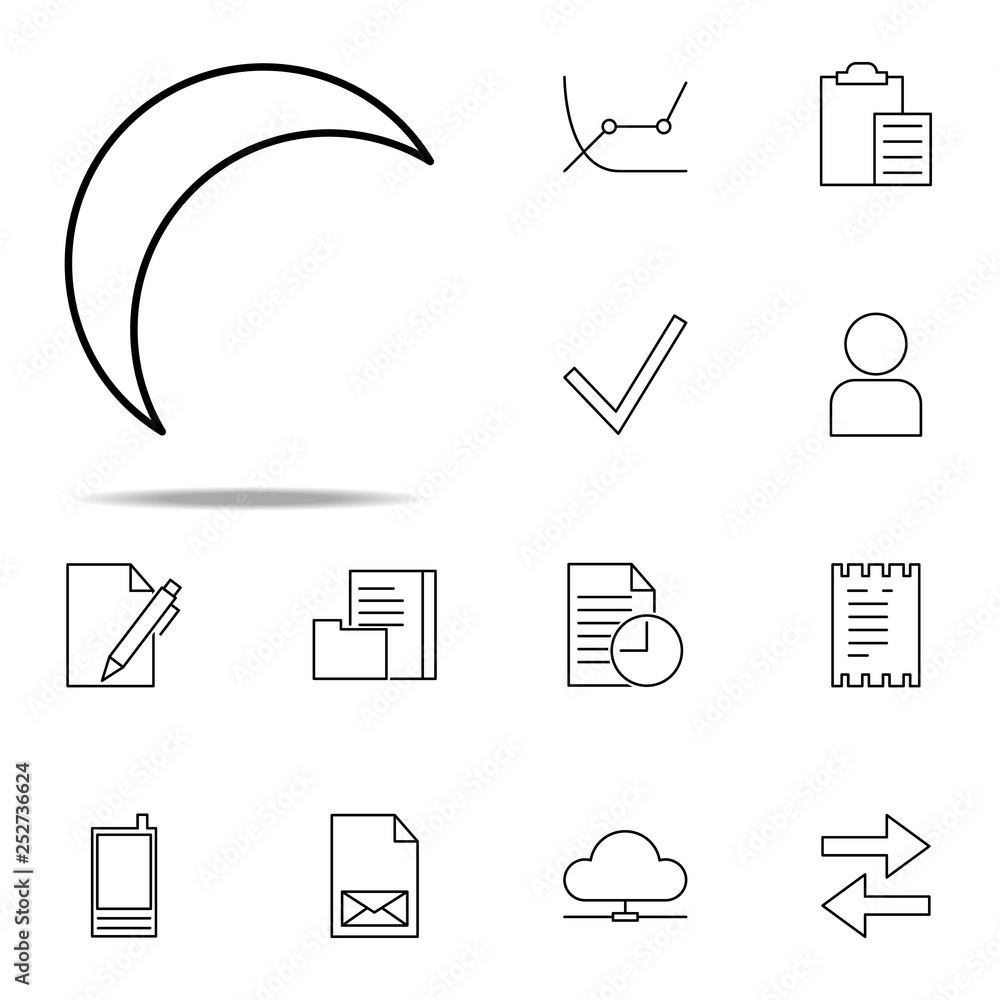 Aufkleber half moon icon. web icons universal set for web and mobile