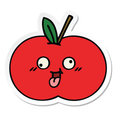 sticker of a cute cartoon red apple