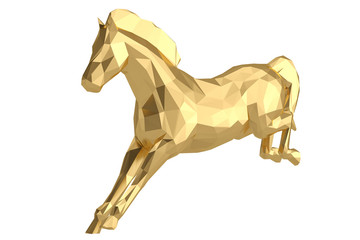 Fototapeta na wymiar A low poly horse isolated on white background. 3D illustration.