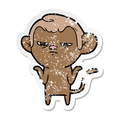 distressed sticker of a cartoon monkey