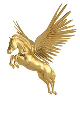 Fototapeta na wymiar Pegasus majestic mythical greek winged horse isolated on white background. 3D illustration.