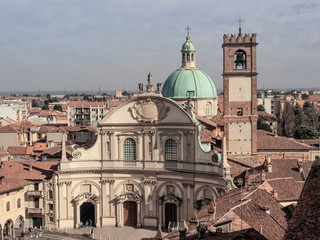 Fototapeta na wymiar the Baroque facade of the Vigevano Cathedral, Italy