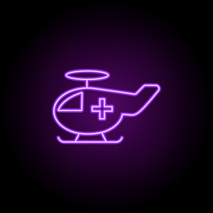 helicopter medicine line icon. Elements of Medicine in neon style icons. Simple icon for websites, web design, mobile app, info graphics