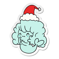christmas sticker cartoon of kawaii ghost