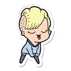 sticker of a happy cartoon girl