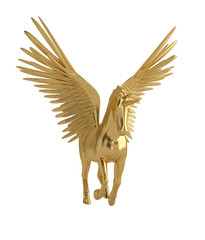 Pegasus majestic mythical greek winged horse isolated on white background. 3D illustration.