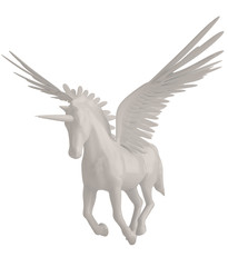 Pegasus majestic mythical greek winged horse isolated on white background. 3D illustration.