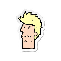 sticker of a cartoon stressed out face