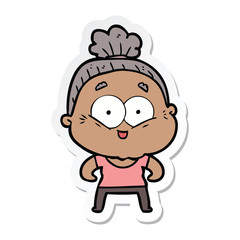 Obraz premium sticker of a cartoon happy old woman