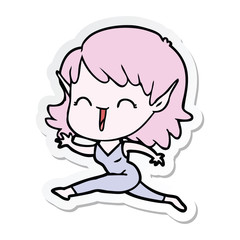 sticker of a cartoon elf girl