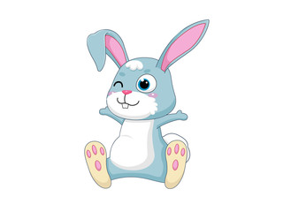 Cute Cartoon Rabbit Characters. Vector Illustration Cartoon Style. Isolated on white background