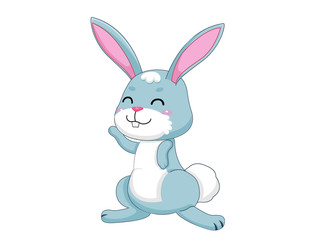 Cute Cartoon Rabbit Characters. Vector Illustration Cartoon Style. Isolated on white background