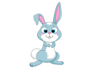 Cute Cartoon Rabbit Characters. Vector Illustration Cartoon Style. Isolated on white background