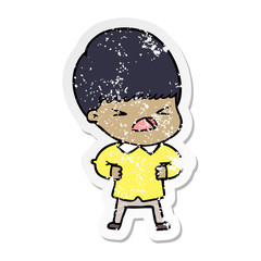 distressed sticker of a cartoon stressed man