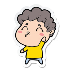 sticker of a cartoon man pouting