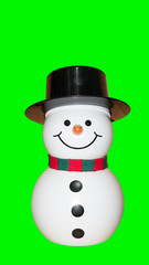 Snowman on a green background
