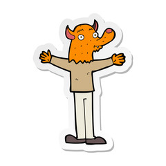sticker of a cartoon friendly fox person