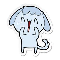 sticker of a cartoon laughing dog