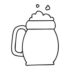 quirky line drawing cartoon pint of beer